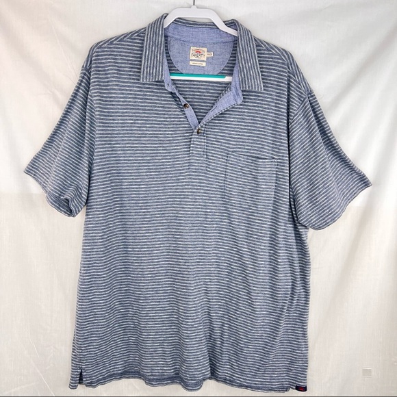 Faherty Polo Shirt 100% Organic Cotton Men's 2XL Blue Short Sleeve Casual Preppy - Picture 1 of 10